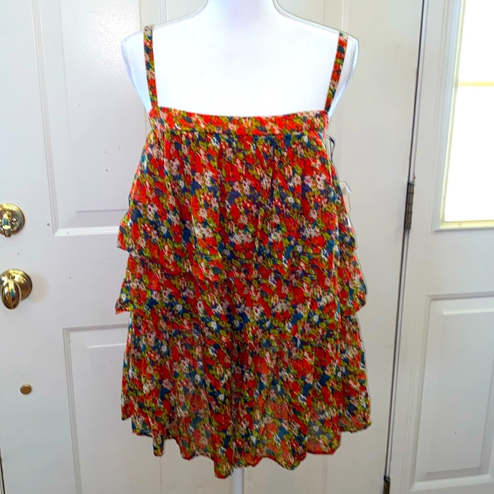 Free People Ruffle Tiered Floral Top L